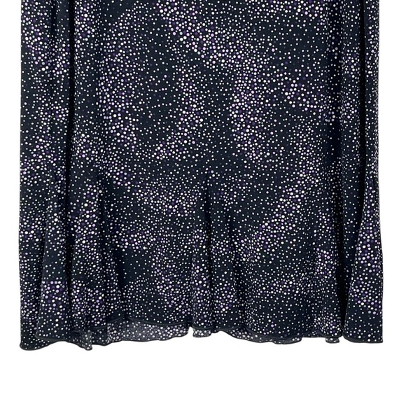 Per Seption Concept Black Stretch Midi Skirt with Purple & White Polka Dots Med. - Picture 4 of 9